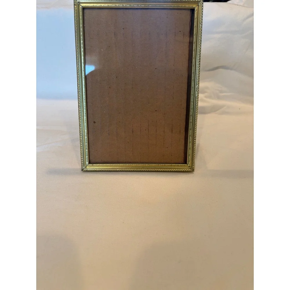 Vintage Gold Metal Table Top Picture Frame Ornate Brass Tone  Photo Frame